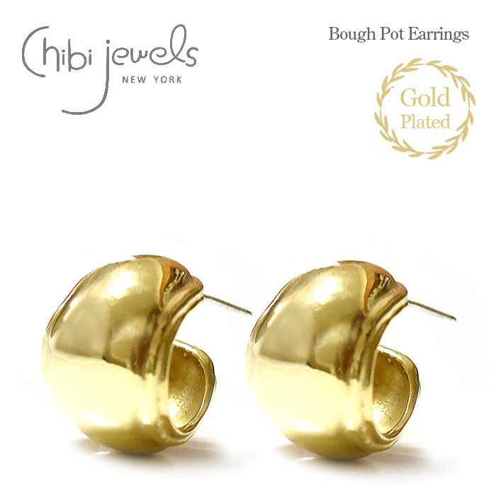【国内即発】≪chibi jewels≫ゴールド ラージ スタッズピアス ≪chibi jewels≫ ボリューム ラウンド ゴールド スタッズ