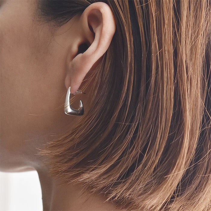 滝沢カレンさん着用】【Oggi 雑誌掲載】≪chibi jewels≫ スクエア ゴールド フープ ピアス シルバー SV925 Square  Hook Earrings (Silver) | chibi jewels