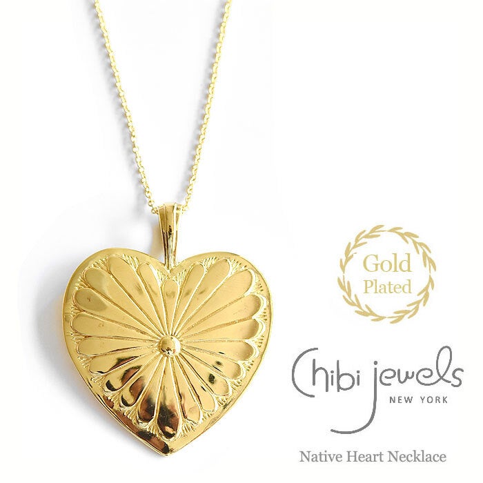 VERY 雑誌掲載】≪chibi jewels≫ ネイティブ ハート モチーフ ロング ネックレス 14金仕上げ Big Heart  Necklaces (Gold) | chibi jewels